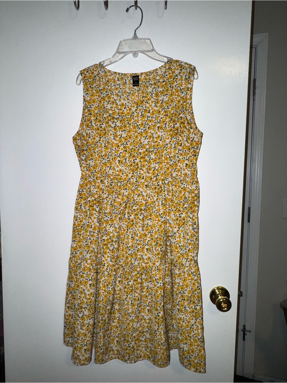 Sleeveless Yellow Floral Midi Dress - Brand:Emery Rose